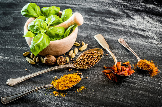 basil and spices