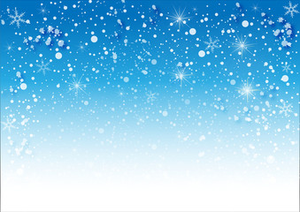 snow on blue-white background