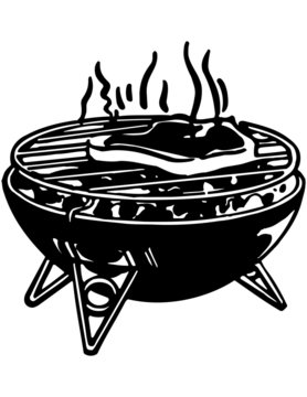black barbecue grilling steak clip art preview