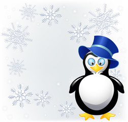 Amusing  penguin with cylinder hat