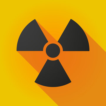 Long shadow icon with a radioactivity sign