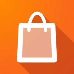 Long shadow icon with a shopping bag