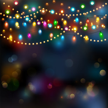 Christmas lights background. Vector