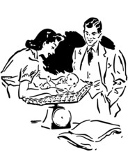 Parents Weighing Baby
