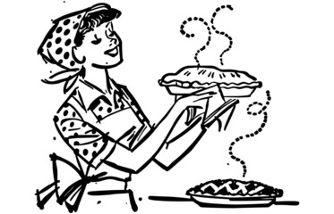 Mom With Fresh Baked Pies © RetroClipArt