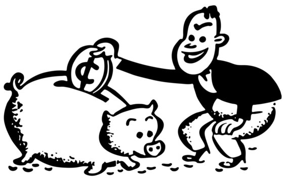 recommend clip art: Man With Piggy Bank