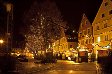 Beautiful view by night of the historic town of Nordlingen