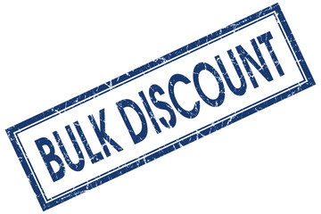 bulk discount blue square stamp isolated on white background