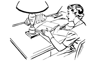 Obraz na płótnie Canvas Lady At Desk Writing