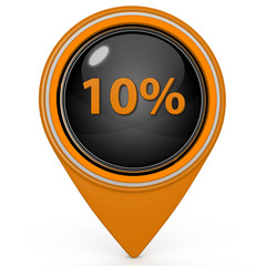 Ten percent pointer icon on white background