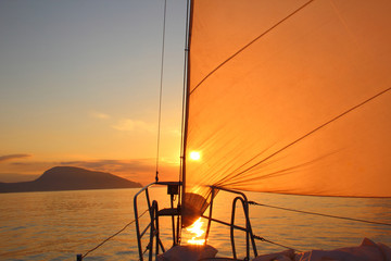 sunrise aboard a sailing yacht - 74237406