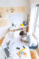 Young architects working at office