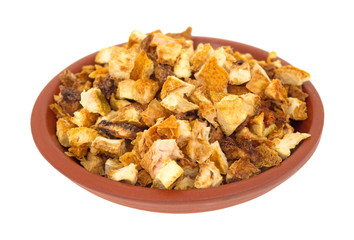Chopped orange peel rind in small bowl
