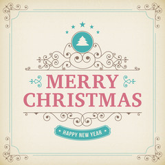 merry christmas vintage ornament on paper background