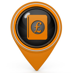 pound money book pointer icon on white background