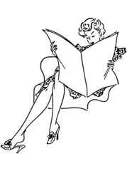 Naklejka premium Gal Reading Newspaper