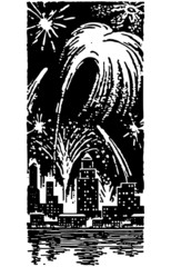 Fireworks Over City