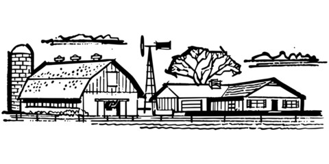 Farmhouse And Barn
