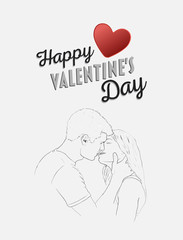 Happy valentines day vector with kissing couple
