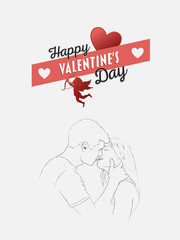 Happy valentines day vector with kissing couple