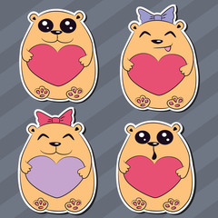 Set of funny animal stickers