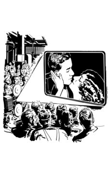 black and white cinema scene clip art preview