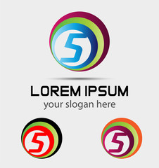 Logo number 5 company vector design template