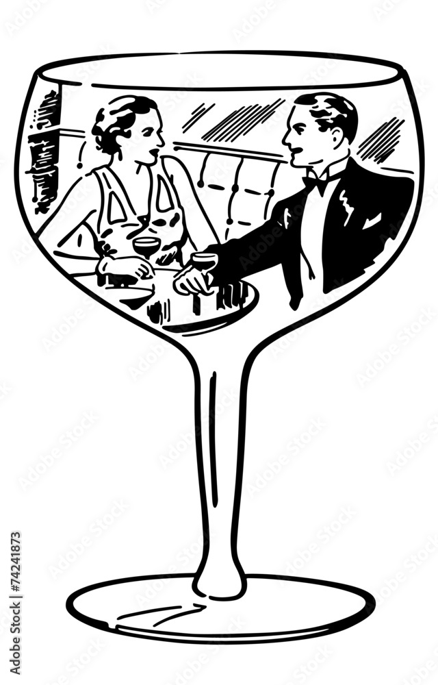 Poster Couple In Wine Glass