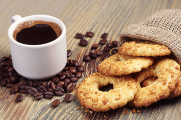 Coffee cup and cookies