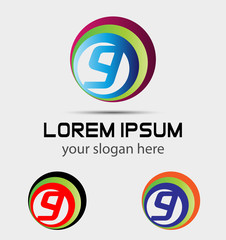 Number 9 logo template