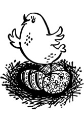 Chick With Easter Eggs