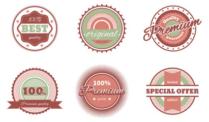 Premium and high quality labels on white background
