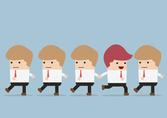 Obraz premium Businessman go to different way of his team, Individuality conc