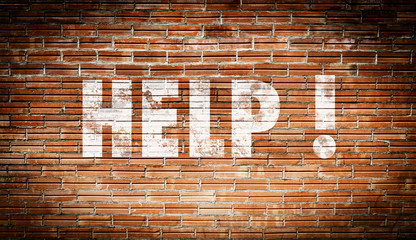 Fototapeta na wymiar Help on brick wall