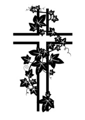 Kreuz mit Efeu bewachsen