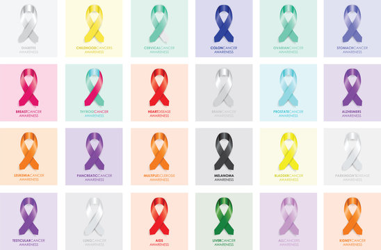 set of awareness ribbons