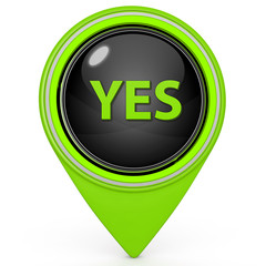 yes pointer icon on white background