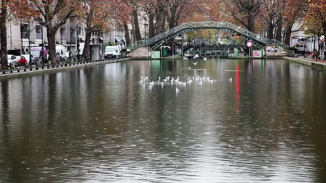 Canal Saint Martin in Paris, France.