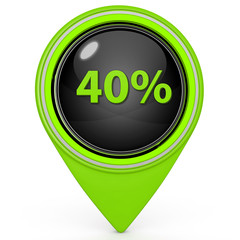 Fourty percent pointer icon on white background
