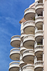 Fototapeta na wymiar Stone circular shape designed apartment balcony