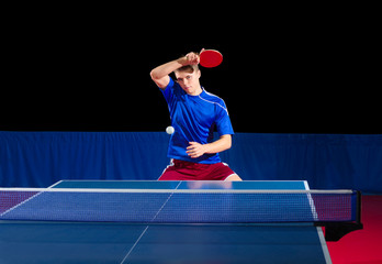 Table tennis player isolated