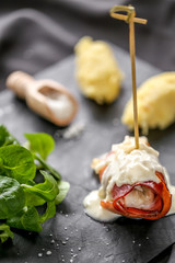 filet de lieu enlardé avec sa purée de panais 6