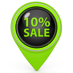Sale ten percent pointer icon on white background
