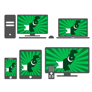 Electronic devices with the map of Pakistan