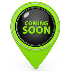 Coming soon pointer icon on white background