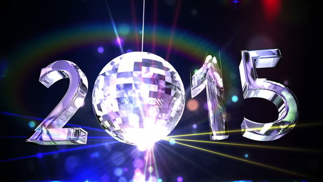 2015 with spinning disco ball