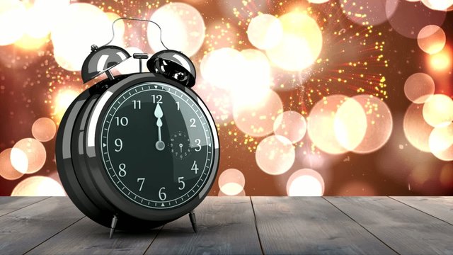 Alarm clock counting down to midnight for new year