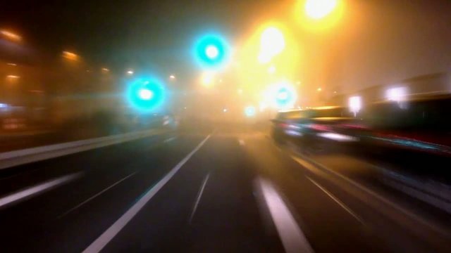 Timelapse of car driving at night