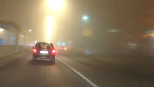 Timelapse of car driving at night