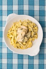 macaroni with chicken fillet